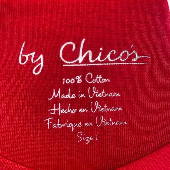 Chico’s Red Long Sleeve Top Size 1(8/10) - Picture 3 of 3
